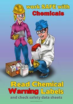 Read Chemical Labels SDS Safety Poster